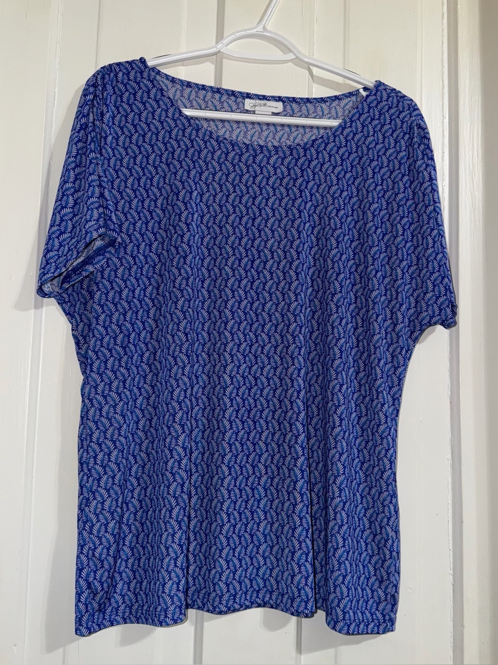 Women's XL shirt Royal Blue Patterned Scoop Neck Tee Jaclyn‎ smith
